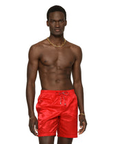 Mid-length swim trunks with DG Monogram print - | Dolce & Gabbana