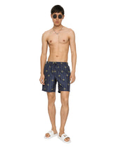 Mid-length swim trunks with DG Monogram print - | Dolce & Gabbana