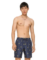 Mid-length swim trunks with DG Monogram print - | Dolce & Gabbana