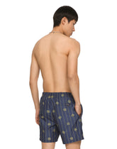 Mid-length swim trunks with DG Monogram print - | Dolce & Gabbana