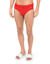 Swim briefs with high-cut leg and branded plate - | Dolce & Gabbana