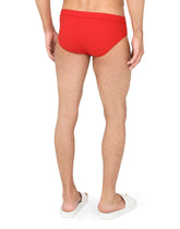 Swim briefs with high-cut leg and branded plate - | Dolce & Gabbana