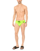 Swim briefs with high-cut leg and Dolce&Gabbana print - | Dolce & Gabbana