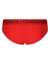 Swim briefs with high-cut leg and branded rear waistband - | Dolce & Gabbana