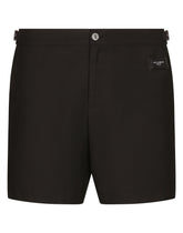 Mid-length swim shorts with branded plate - | Dolce & Gabbana