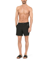 Mid-length swim shorts with branded plate - | Dolce & Gabbana