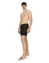 Mid-length swim shorts with branded plate - | Dolce & Gabbana