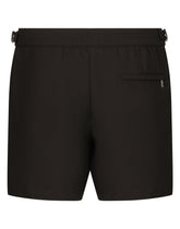 Mid-length swim shorts with branded plate - | Dolce & Gabbana