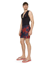 Mid-length swim shorts with coral print - | Dolce & Gabbana
