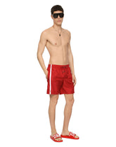 Short swimming trunks with logoed ribbon - | Dolce & Gabbana