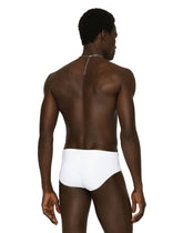 Swim briefs with high-cut leg and branded band - | Dolce & Gabbana