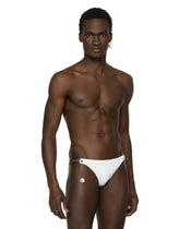 Swim briefs with logo plate and coin charm - | Dolce & Gabbana