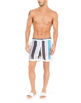 Mid-length swim shorts with brushtroke print - | Dolce & Gabbana