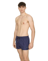 Short swim trunks with branded plate - | Dolce & Gabbana