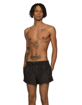 Short swim trunks with branded plate - | Dolce & Gabbana