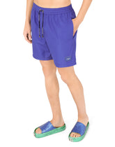 Mid-length swim trunks with branded plate - | Dolce & Gabbana