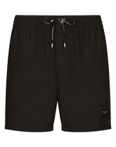 Mid-length swim trunks with branded plate - | Dolce & Gabbana