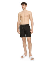 Mid-length swim trunks with branded plate - | Dolce & Gabbana