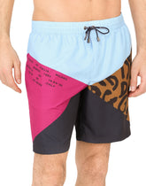 Mid-length nylon patchwork swim trunks with print - | Dolce & Gabbana