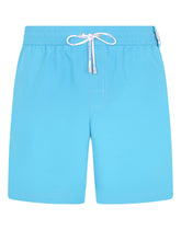 Mid-length swim trunks with metal DG logo - | Dolce & Gabbana