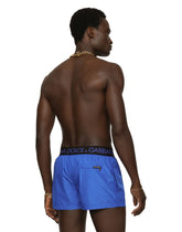 Short swim trunks with branded stretch waistband - | Dolce & Gabbana