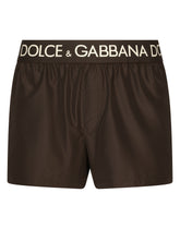 Short swim trunks with branded stretch waistband - | Dolce & Gabbana