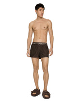 Short swim trunks with branded stretch waistband - | Dolce & Gabbana