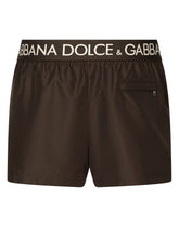 Short swim trunks with branded stretch waistband - | Dolce & Gabbana