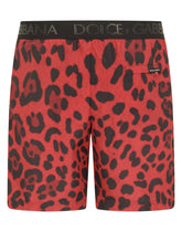 Mid-length swim trunks with leopard print - | Dolce & Gabbana