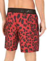 Mid-length swim trunks with leopard print - | Dolce & Gabbana