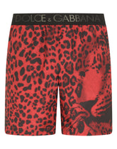 Mid-length swim trunks with leopard print - | Dolce & Gabbana
