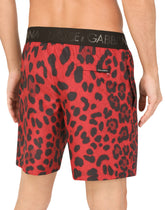 Mid-length swim trunks with leopard print - | Dolce & Gabbana