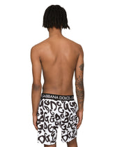 Mid-length swim trunks with all-over DG logo print - | Dolce & Gabbana