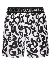 Mid-length swim trunks with all-over DG logo print - | Dolce & Gabbana