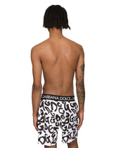 Mid-length swim trunks with all-over DG logo print - | Dolce & Gabbana