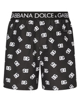 Mid-length swim trunks with all-over DG logo print - | Dolce & Gabbana