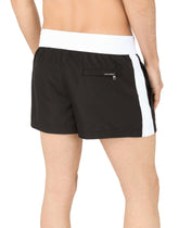 Two-tone short swim trunks with DG patch - | Dolce & Gabbana