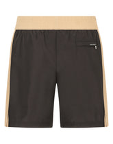 Two-tone mid-length swim trunks with DG patch - | Dolce & Gabbana