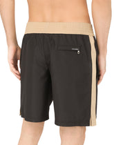 Two-tone mid-length swim trunks with DG patch - | Dolce & Gabbana