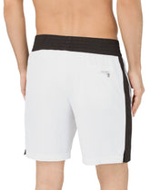 Two-tone mid-length swim trunks with DG patch - | Dolce & Gabbana