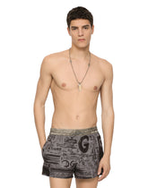 Short swim trunks with logo print - | Dolce & Gabbana