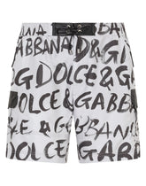 Mid-length swim trunks with Dolce&Gabbana print - | Dolce & Gabbana