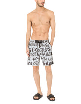 Mid-length swim trunks with Dolce&Gabbana print - | Dolce & Gabbana