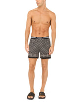 Stretch cotton shorts with tie print - | Dolce & Gabbana