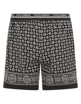 Stretch cotton shorts with tie print - | Dolce & Gabbana