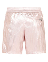 Laminated mid-length swim trunks with D&G patch - | Dolce & Gabbana