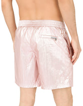 Laminated mid-length swim trunks with D&G patch - | Dolce & Gabbana