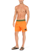Mid-length swim trunks with patch - | Dolce & Gabbana