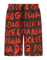 Long swim trunks with logo print - | Dolce & Gabbana