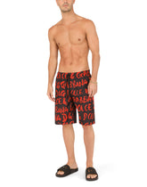 Long swim trunks with logo print - | Dolce & Gabbana